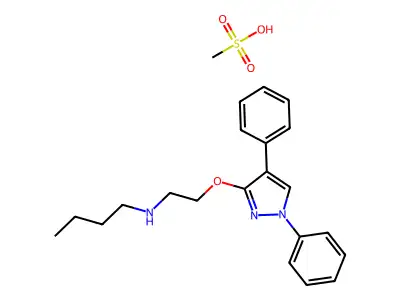 N-(2-((1,4-Diphenyl-1H-pyrazol-3-yl)oxy)ethyl)-1-butanamine monomethanesulfonate structure
