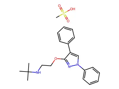 Ethanamine, 2-((1,4-diphenyl-1H-pyrazol-3-yl)oxy)-N-(1,1-dimethylethyl)-, monomethanesulfonate structure