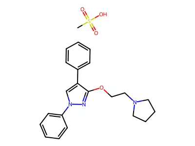 1H-Pyrazole, 1,4-diphenyl-3-(2-(1-pyrrolidinyl)ethoxy)-, monomethanesulfonate structure