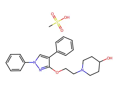 4-Piperidinol, 1-(2-((1,4-diphenyl-1H-pyrazol-3-yl)oxy)ethyl)-, monomethanesulfonate (salt) structure