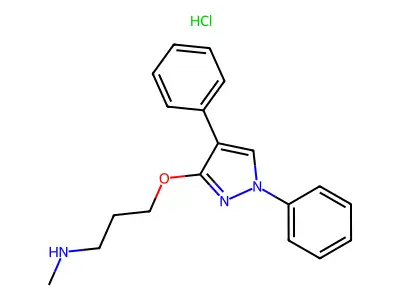 1-Propanamine, 3-((1,4-diphenyl-1H-pyrazol-3-yl)oxy)-N-methyl-, monohydrochloride structure