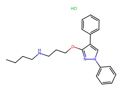 1-Butanamine, N-(3-((1,4-diphenyl-1H-pyrazol-3-yl)oxy)propyl)-, monohydrochloride structure