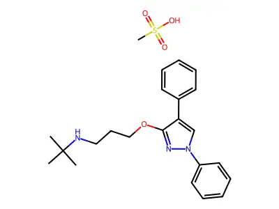 1-Propanamine, 3-((1,4-diphenyl-1H-pyrazol-3-yl)oxy)-N-(1,1-dimethylethyl)-, monomethanesulfonate structure