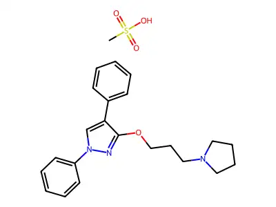 1H-Pyrazole, 1,4-diphenyl-3-(3-(1-pyrrolidinyl)propoxy)-, monomethanesulfonate structure