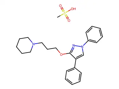Piperidine, 1-(3-((1,4-diphenyl-1H-pyrazol-3-yl)oxy)propyl)-, monomethanesulfonate structure