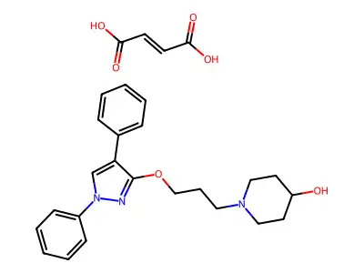 But-2-enedioic acid;1-[3-(1,4-diphenylpyrazol-3-yl)oxypropyl]piperidin-4-ol structure