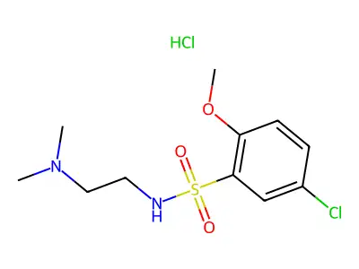 Benzenesulfonamide, 5-chloro-N-(2-(dimethylamino)ethyl)-2-methoxy-, monohydrochloride structure