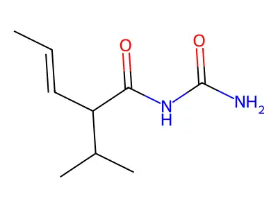 N-carbamoyl-2-propan-2-ylpent-3-enamide structure