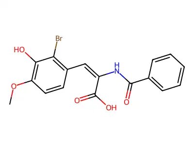 2-Benzamido-3-(2-bromo-3-hydroxy-4-methoxyphenyl)prop-2-enoic acid structure