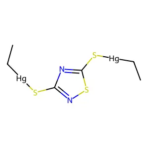Ethyl-[[3-(ethylmercuriosulfanyl)-1,2,4-thiadiazol-5-yl]sulfanyl]mercury structure