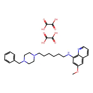 Quinoline, 8-(6-(4-benzyl-1-piperazinyl)hexylamino)-6-methoxy-, dioxalate structure