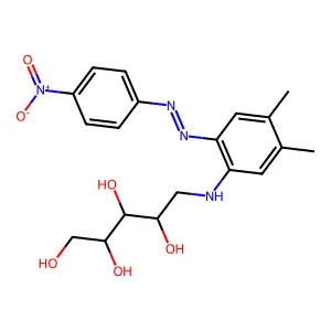 1-deoxy-1-((4,5-dimethyl-2-((E)-(4-nitrophenyl)diazenyl)phenyl)amino)pentitol structure