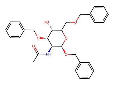 benzyl 2-acetamido-3,6-di-O-benzyl-2-deoxy-alpha-D-glucopyranoside structure