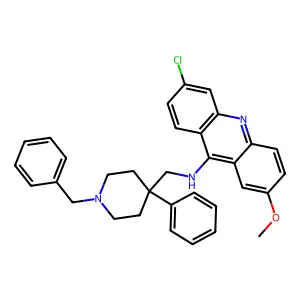 N-[(1-benzyl-4-phenylpiperidin-4-yl)methyl]-6-chloro-2-methoxyacridin-9-amine structure