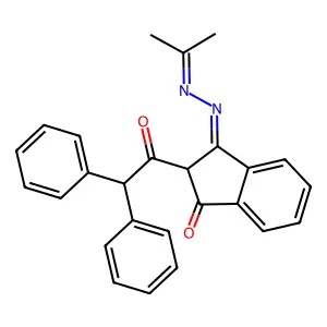 2-(2,2-Diphenylacetyl)-3-(propan-2-ylidenehydrazinylidene)inden-1-one structure