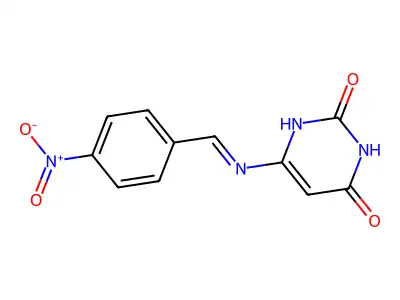 6-[(4-nitrophenyl)methylideneamino]-1H-pyrimidine-2,4-dione structure