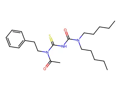N-[(Dipentylcarbamoyl)carbamothioyl]-N-(2-phenylethyl)acetamide structure