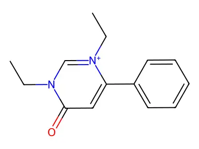 1,3-Diethyl-4-oxo-6-phenylpyrimidinium structure