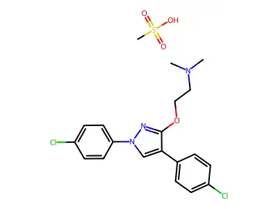 Ethanamine, 2-((1,4-bis(4-chlorophenyl)-1H-pyrazol-3-yl)oxy)-N,N-dimethyl-, monomethanesulfonate structure