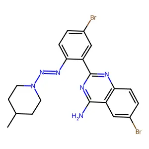 6-Bromo-2-[5-bromo-2-[(4-methylpiperidin-1-yl)diazenyl]phenyl]quinazolin-4-amine structure
