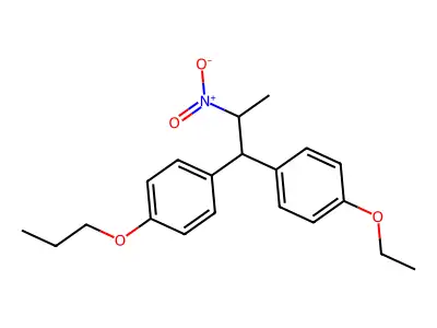 Benzene, 1-ethoxy-4-(2-nitro-1-(4-propoxyphenyl)propyl)- structure