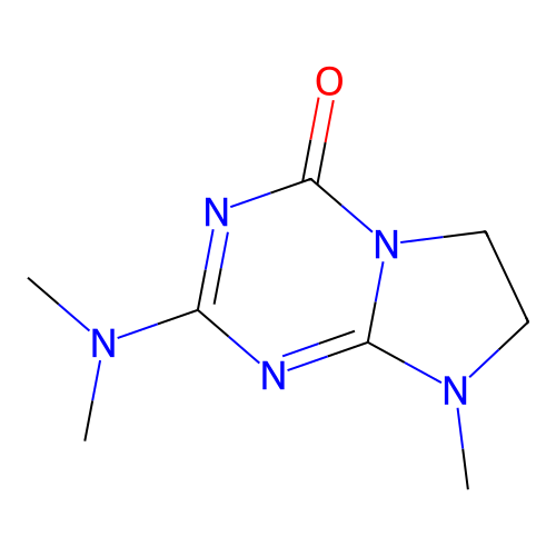 2-(dimethylamino)-8-methyl-7,8-dihydroimidazo[1,2-a][1,3,5]triazin-4(6H)-one structure