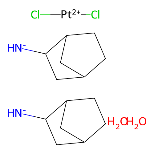 Bis(2-bicyclo[2.2.1]heptanylazanide);dichloroplatinum(2+);dihydrate structure