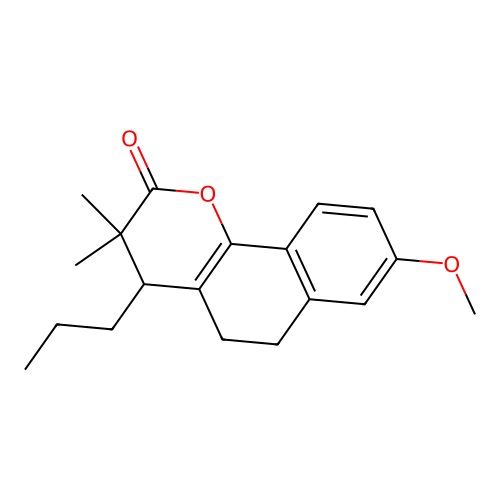 8-methoxy-3,3-dimethyl-4-propyl-5,6-dihydro-4H-benzo[h]chromen-2-one structure