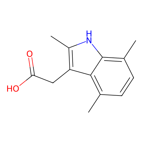 (2,4,7-trimethyl-1H-indol-3-yl)acetic acid structure