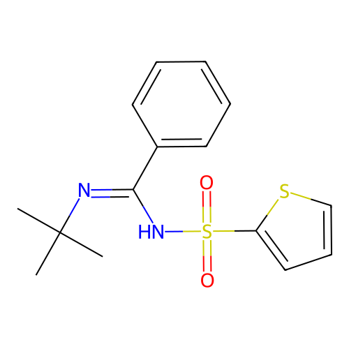 N-[(tert-butylamino)(phenyl)methylene]-2-thiophenesulfonamide structure