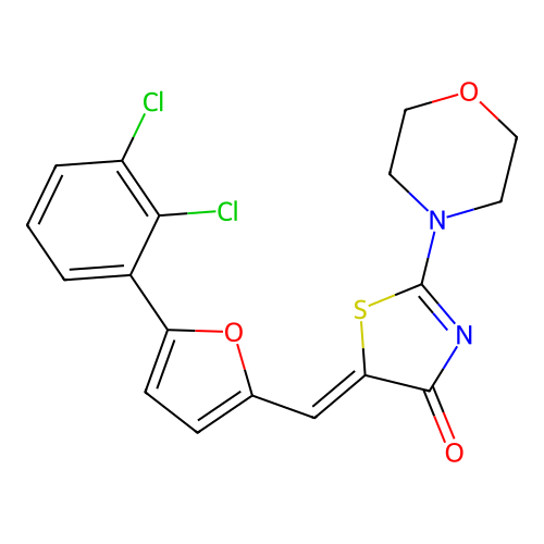 (Z)-5-((5-(2,3-dichlorophenyl)furan-2-yl)methylene)-2-morpholinothiazol-4(5H)-one structure