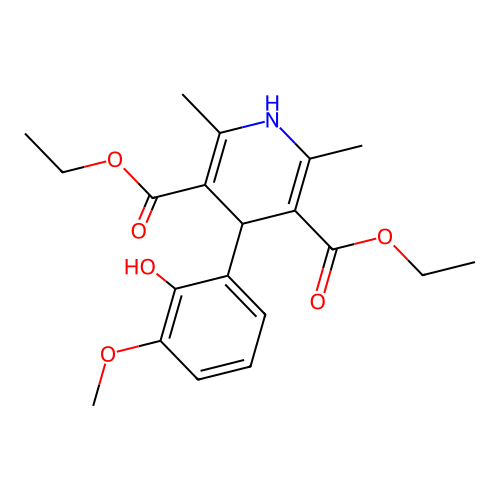 Diethyl 4-(2-HO-3-methoxy-PH)-2,6-dimethyl-1,4-dihydro-3,5-pyridinedicarboxylate structure
