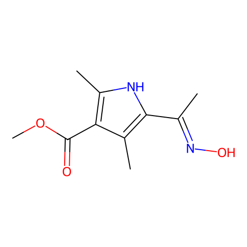 methyl 5-(N-hydroxy-C-methylcarbonimidoyl)-2,4-dimethyl-1H-pyrrole-3-carboxylate structure