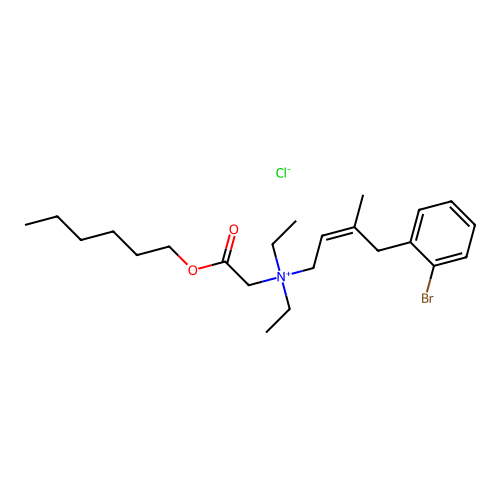 Ammonium, (3-(o-bromobenzyl)-2-butenyl)(carboxymethyl)diethyl-, chloride, hexyl ester structure