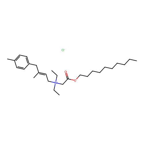 (Decyloxycarbonylmethyl)diethyl(3-(p-methylbenzyl)-2-butenyl)ammonium chloride structure