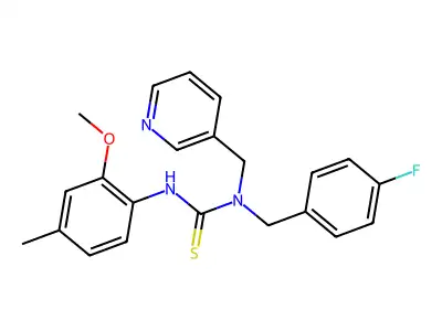 1-[(4-fluorophenyl)methyl]-3-(2-methoxy-4-methylphenyl)-1-(pyridin-3-ylmethyl)thiourea structure