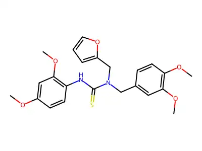 N'-(2,4-Dimethoxyphenyl)-N-[(3,4-dimethoxyphenyl)methyl]-N-[(furan-2-yl)methyl]thiourea structure