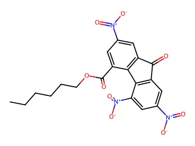 Hexyl 2,5,7-trinitro-9-oxofluorene-4-carboxylate structure