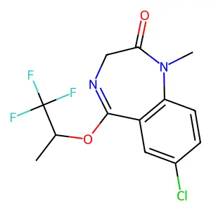 7-Chloro-1-methyl-5-(1-trifluoromethylethoxy)-3H-1,4-benzodiazepin-2(1H)-one structure