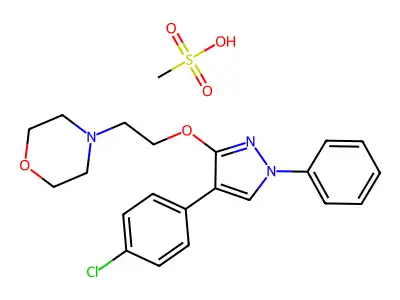 Morpholine, 4-(2-((4-(4-chlorophenyl)-1-phenyl-1H-pyrazol-3-yl)oxy)ethyl)-, monomethanesulfonate structure