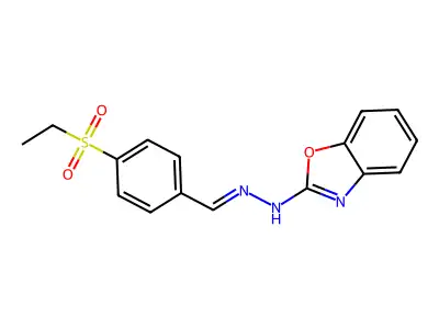 N-[(4-ethylsulfonylphenyl)methylideneamino]-1,3-benzoxazol-2-amine structure