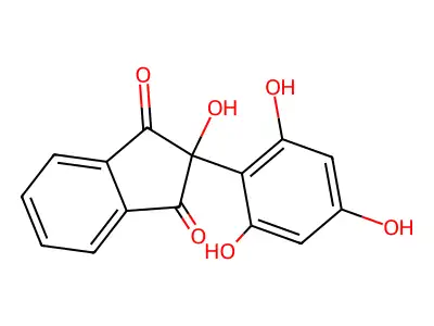 1,3-Indandione, 2-hydroxy-2-(2,4,6-trihydroxyphenyl)-, hydrate structure