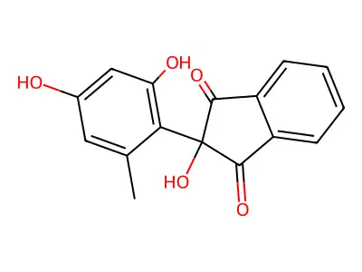 1H-Indene-1,3(2H)-dione, 2-(2,4-dihydroxy-6-methylphenyl)-2-hydroxy- structure