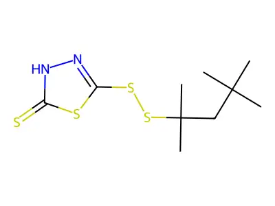 5-((1,1,3,3-Tetramethylbutyl)dithio)-1,3,4-thiadiazole-2(3H)-thione structure