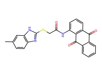 N-(9,10-dioxoanthracen-1-yl)-2-[(5-methyl-3H-benzoimidazol-2-yl)sulfanyl]acetamide structure