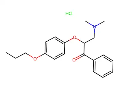 3-Dimethylamino-2-p-propoxyphenoxy-propiophenone hydrochloride structure