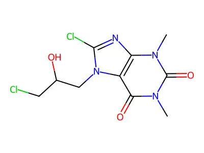 8-chloro-7-(3-chloro-2-hydroxypropyl)-1,3-dimethyl-2,3,6,7-tetrahydro-1H-purine-2,6-dione structure