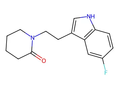 1-[2-(5-fluoro-1H-indol-3-yl)ethyl]piperidin-2-one structure