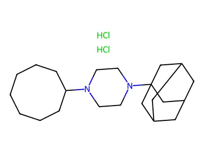 1-(Adamantan-1-yl)-4-cyclooctylpiperazine--hydrogen chloride (1/2) structure
