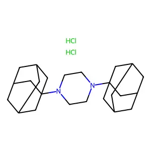 Adamantane, 1,1'-(1,4-piperazinylene)bis-, dihydrochloride structure